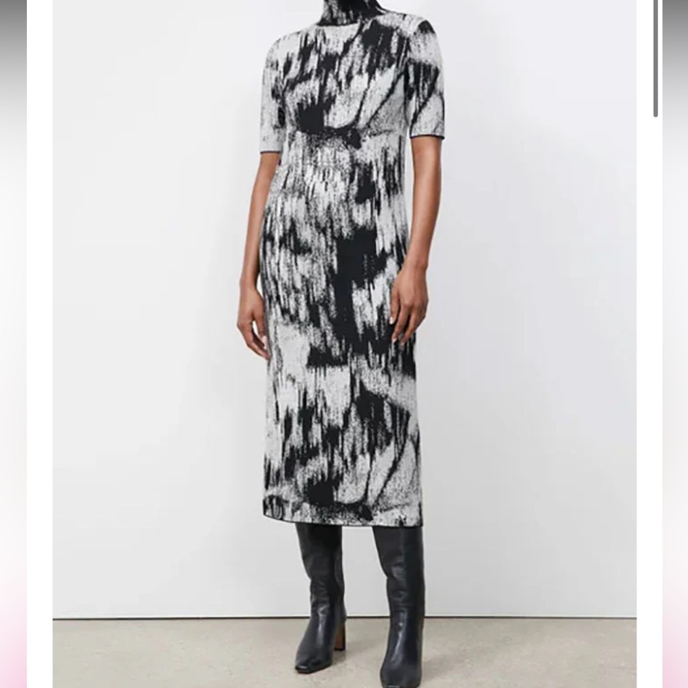 Lafayette 148 NY  Jacquard Stand Collar Dress